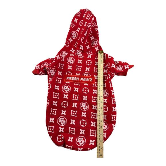 FRESH PAWZ Monogram Hype Red Dog Hoodie Size 2XL - Picture 5 of 9